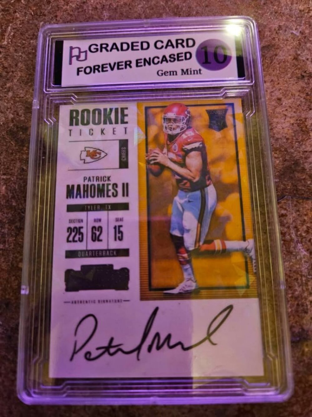 Patrick Mahomes Rookie Panini Card GRADE 10